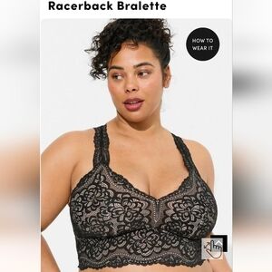 Torrid black Lace Racerback Bra Bralette Size Large 12 0x